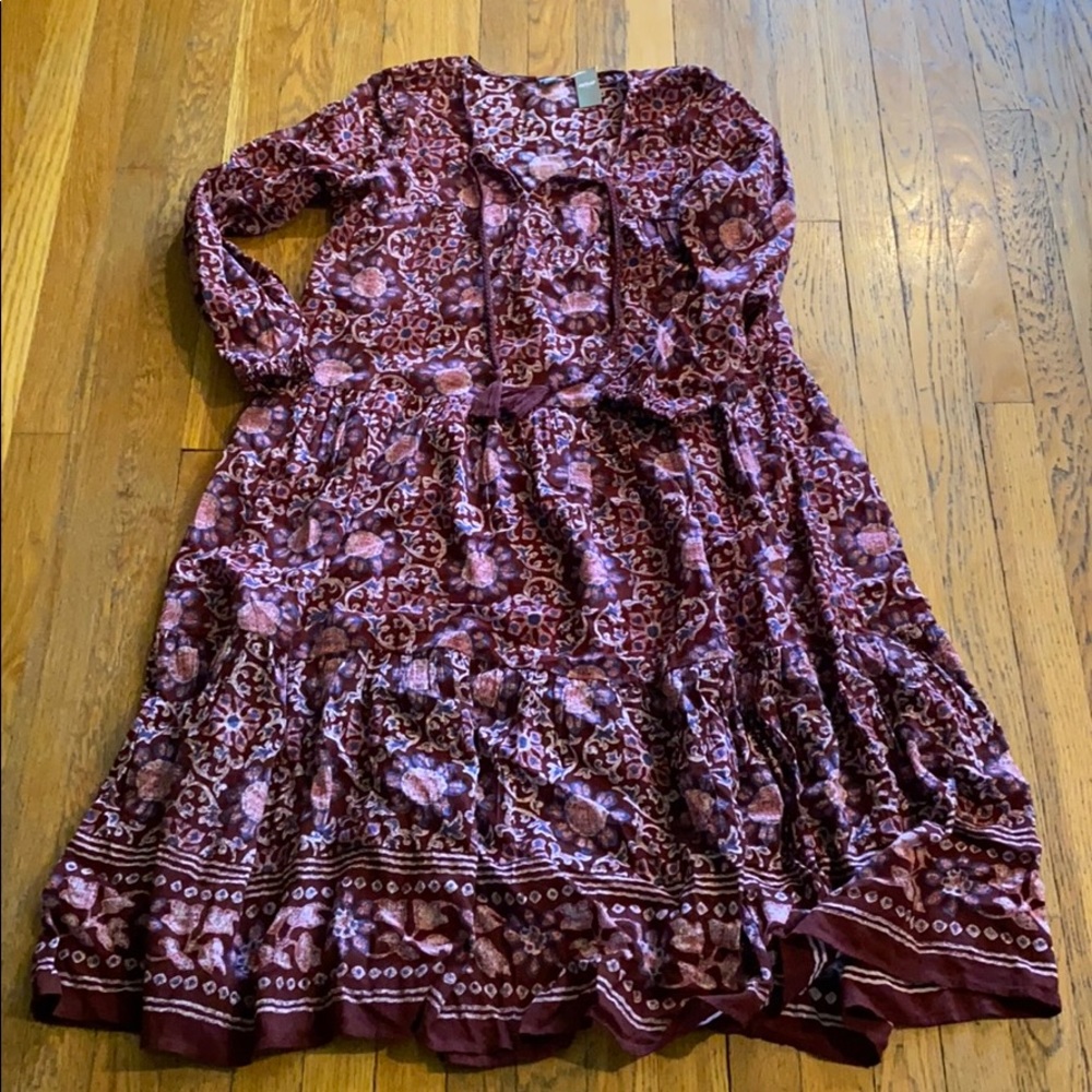 Aerie long sleeve tiered midi dress